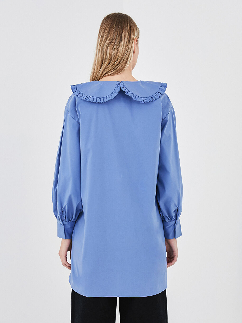 Tunică Femei Supradimensionată Poplin Mânecă Lungă Guler Baby-3