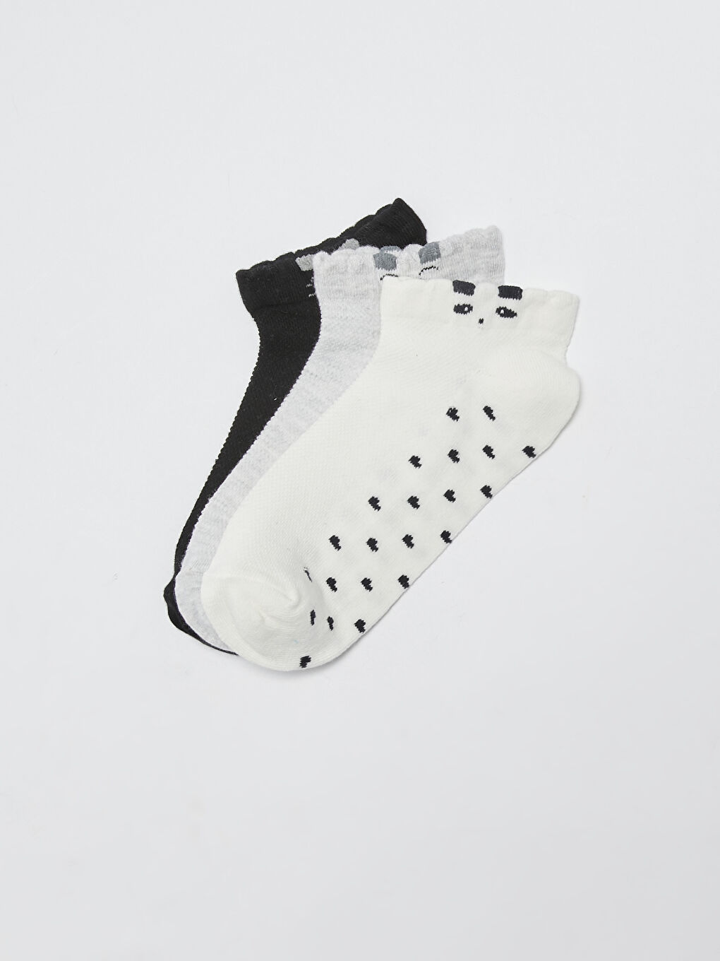 Ekru Desenli Kadın Patik Çorap 3'lü
