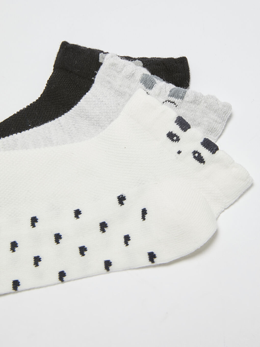 Ekru Desenli Kadın Patik Çorap 3'lü-2