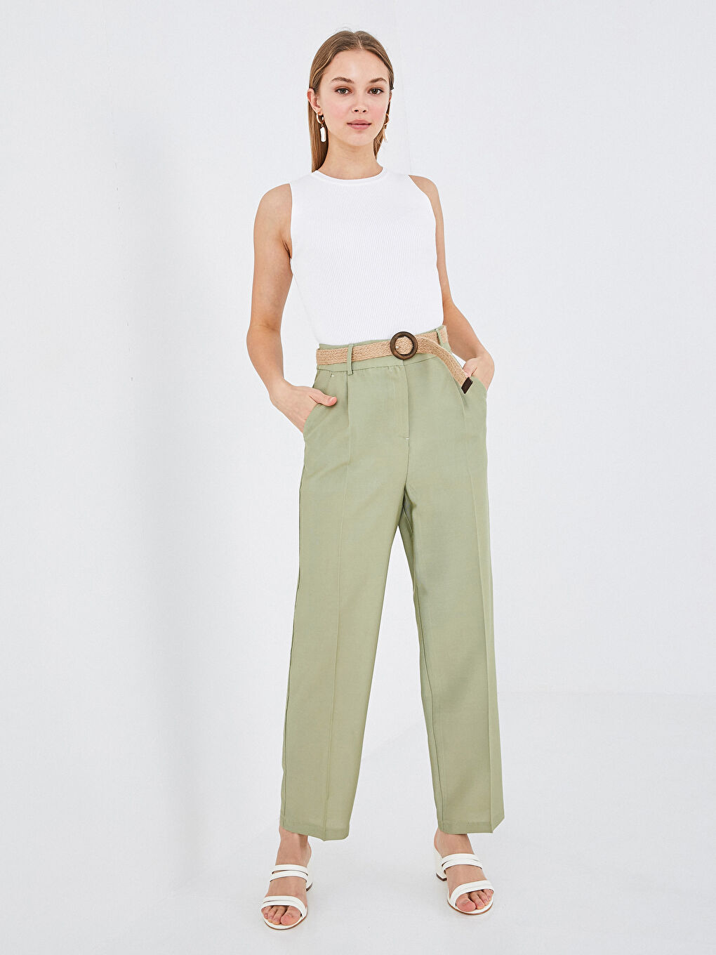 Women's Crew Neck Plain Knitwear Tank Top-3