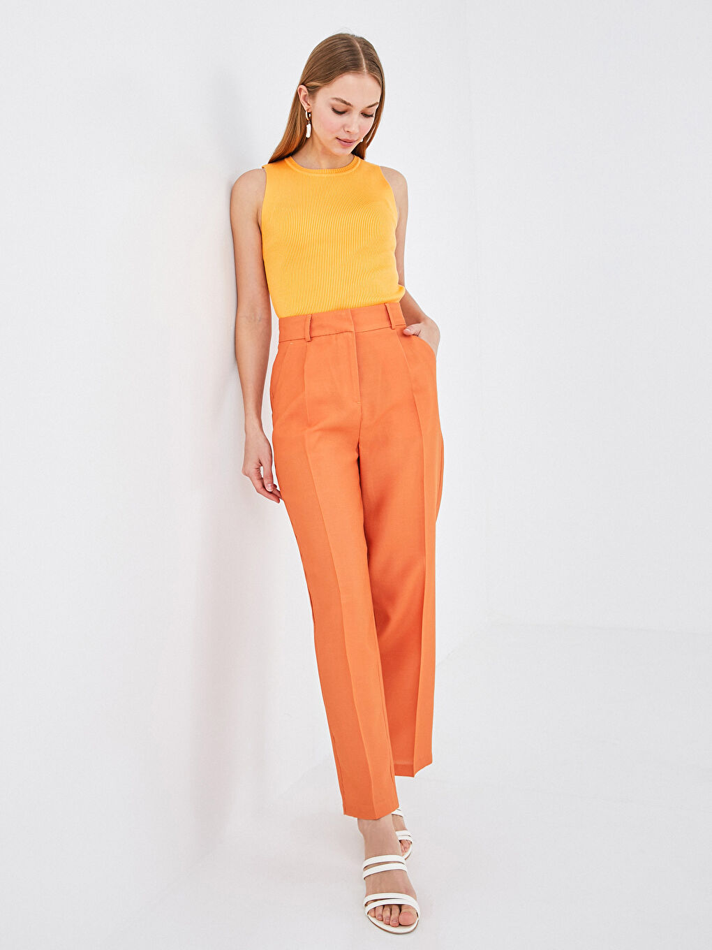 Débardeur en Tricot Uni à Col Rond pour Femmes-9