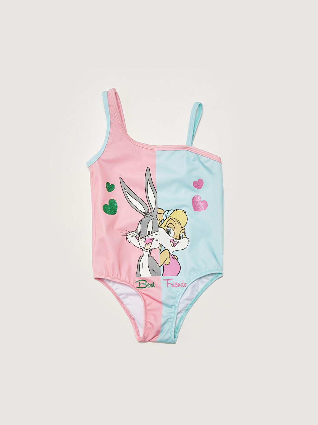 Shoulder Detailed Bugs Bunny Printed Girls' Swimwear