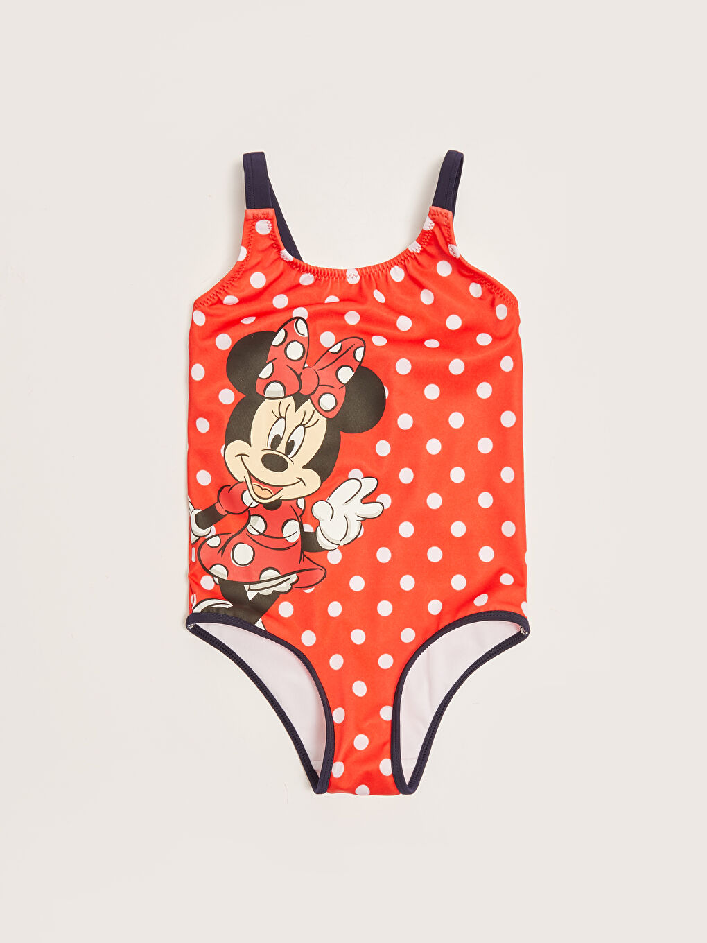 LCW Kids Kirmizi Esnek Kumaştan Minnie Mouse Baskılı Kız Çocuk Mayo
