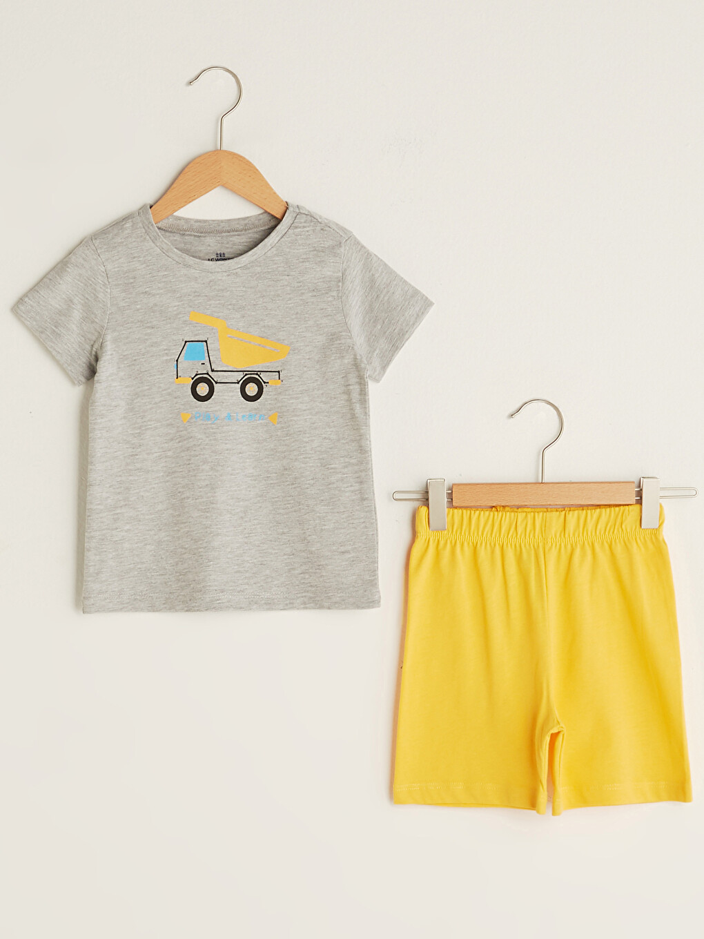Crew Neck Short Sleeve Printed Baby Boys' T-shirt And Shorts 2 Pack Set
