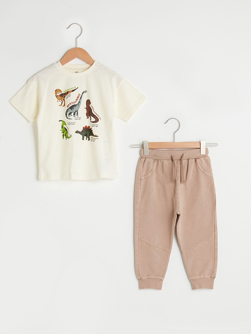Crew Neck Short Sleeve Printed Cotton Baby Boy T-Shirt and Jogger Pants 2-Piece Set