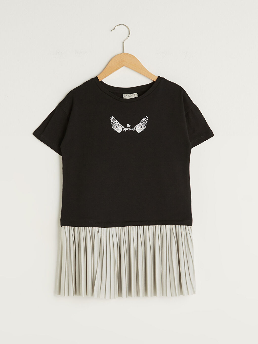 Платье для девочек с круглым вырезом, принтом и коротким рукавом, со складками