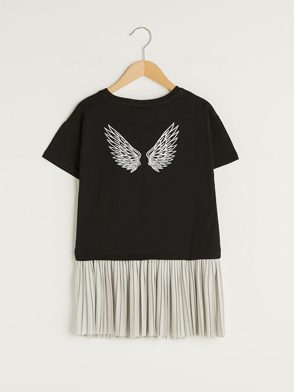 Платье для девочек с круглым вырезом, принтом и коротким рукавом, со складками-1