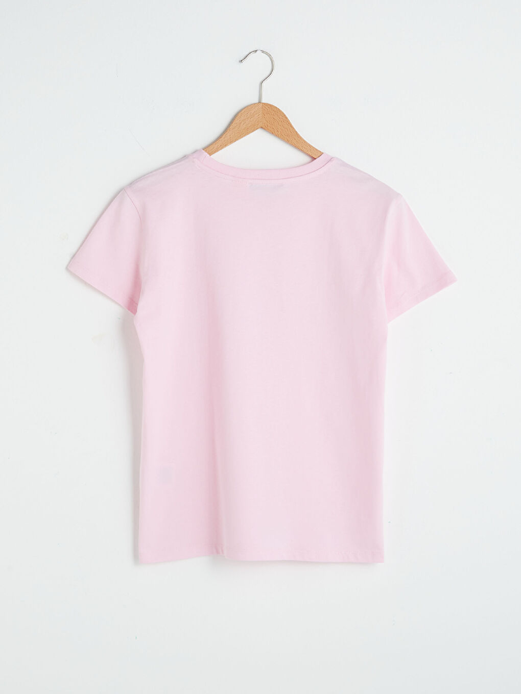 Pembe Bisiklet Yaka Barbie Baskılı Kısa Kollu Kadın Tişört-5