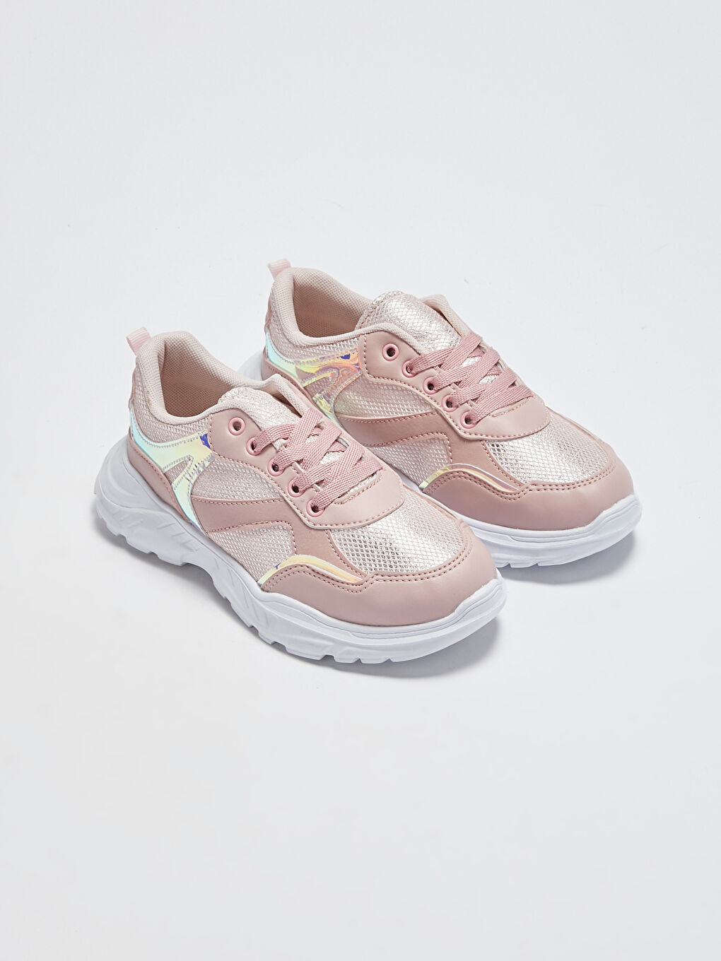 Pembe File Detaylı Kalın Taban Kız Çocuk Spor Ayakkabı