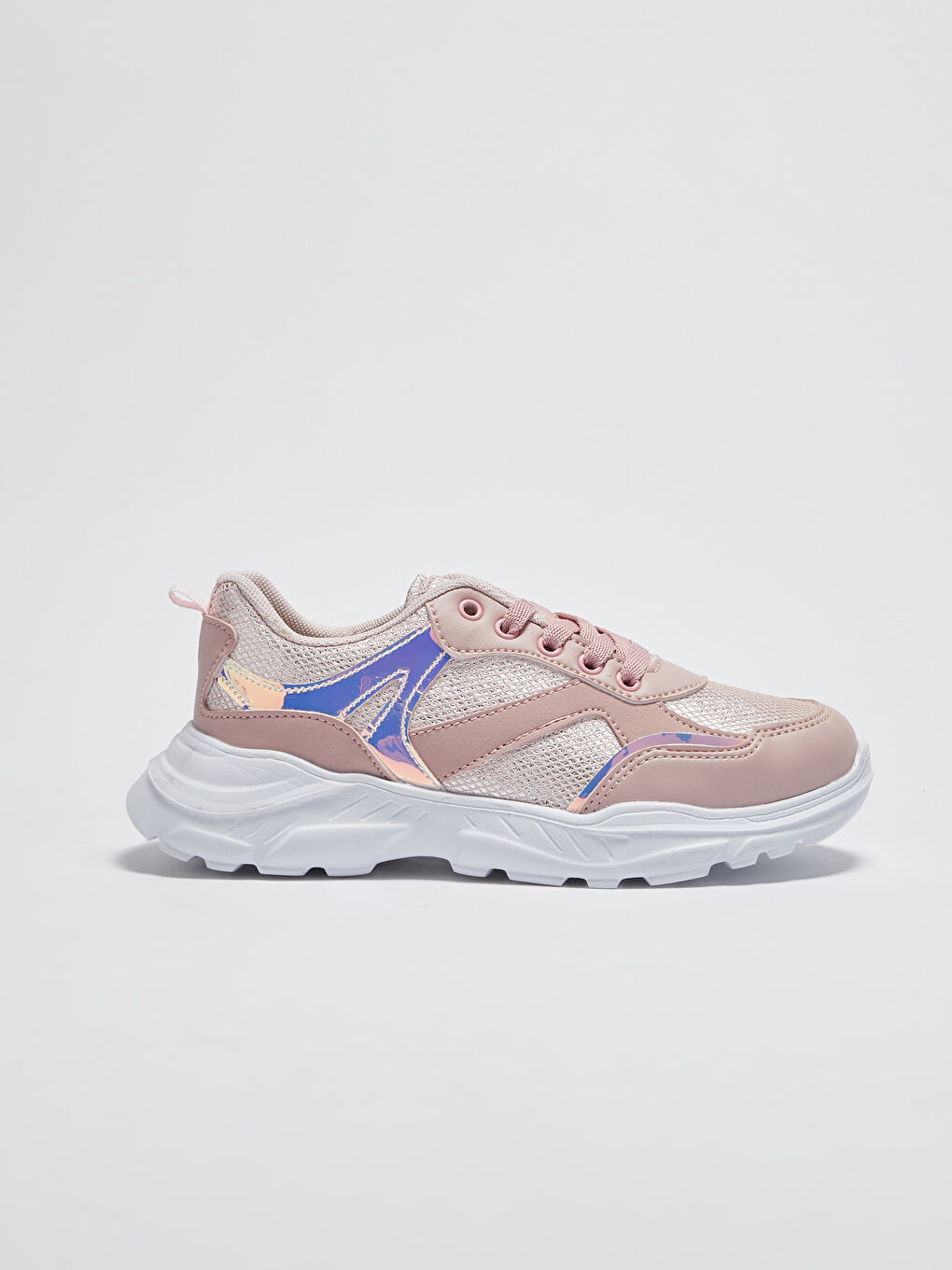 Pembe File Detaylı Kalın Taban Kız Çocuk Spor Ayakkabı-1