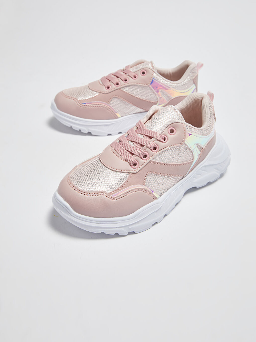 Pembe File Detaylı Kalın Taban Kız Çocuk Spor Ayakkabı-2