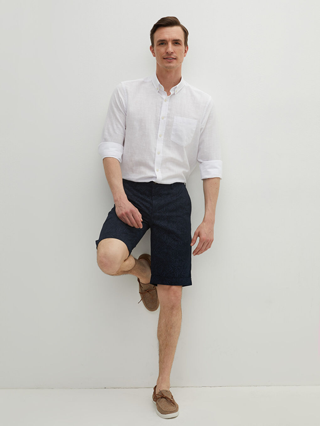 Standard Pattern Patterned Gabardine Men's Shorts