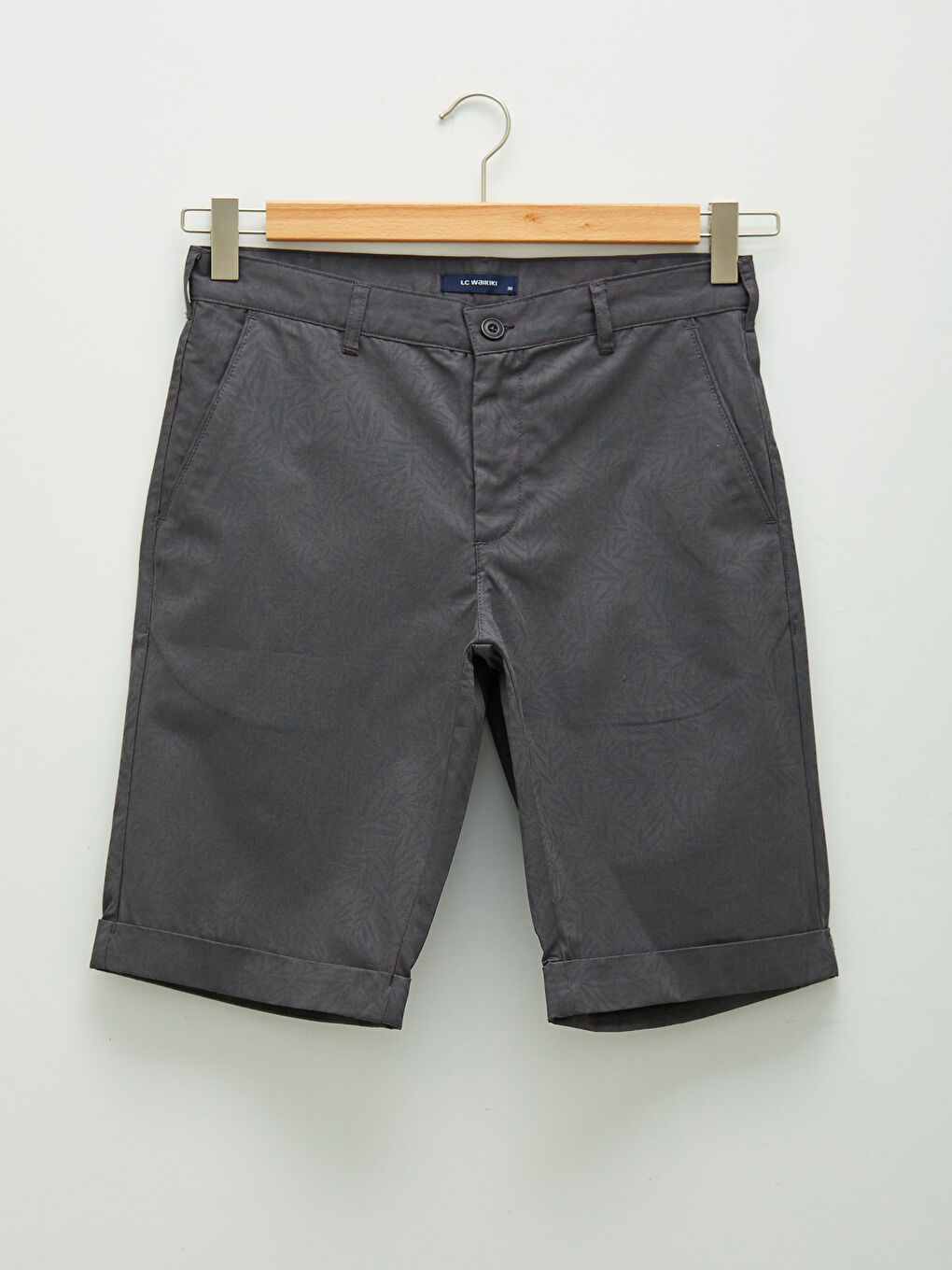 Antrasit Standart Kalıp Desenli Gabardin Erkek Şort-6