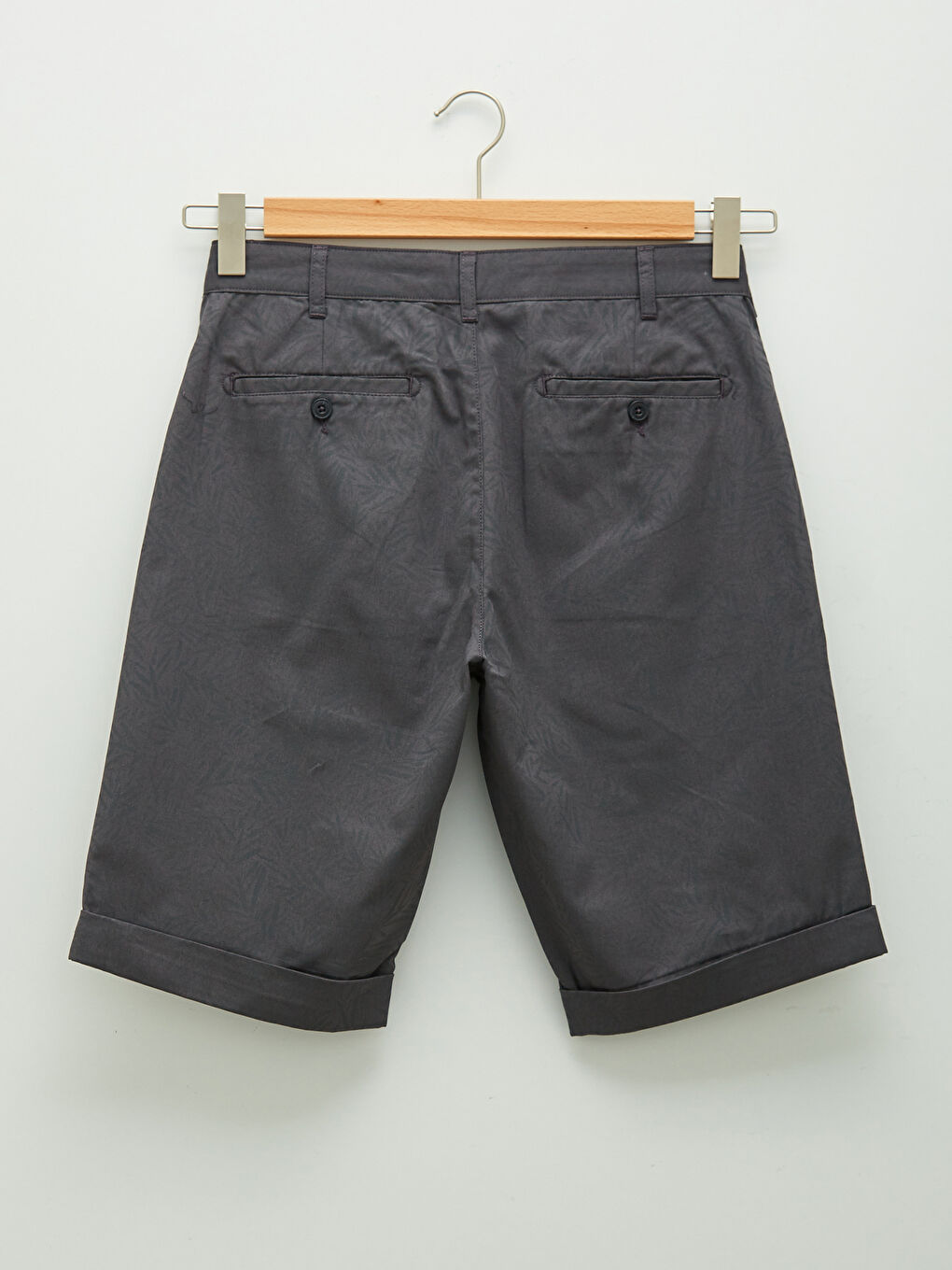 Antrasit Standart Kalıp Desenli Gabardin Erkek Şort-7