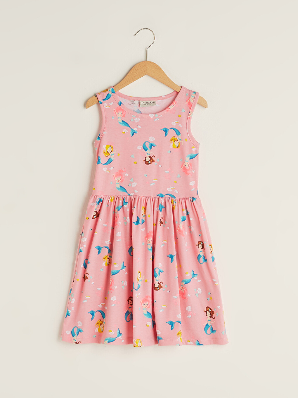 Crew Neck Printed Cotton Girl Dress