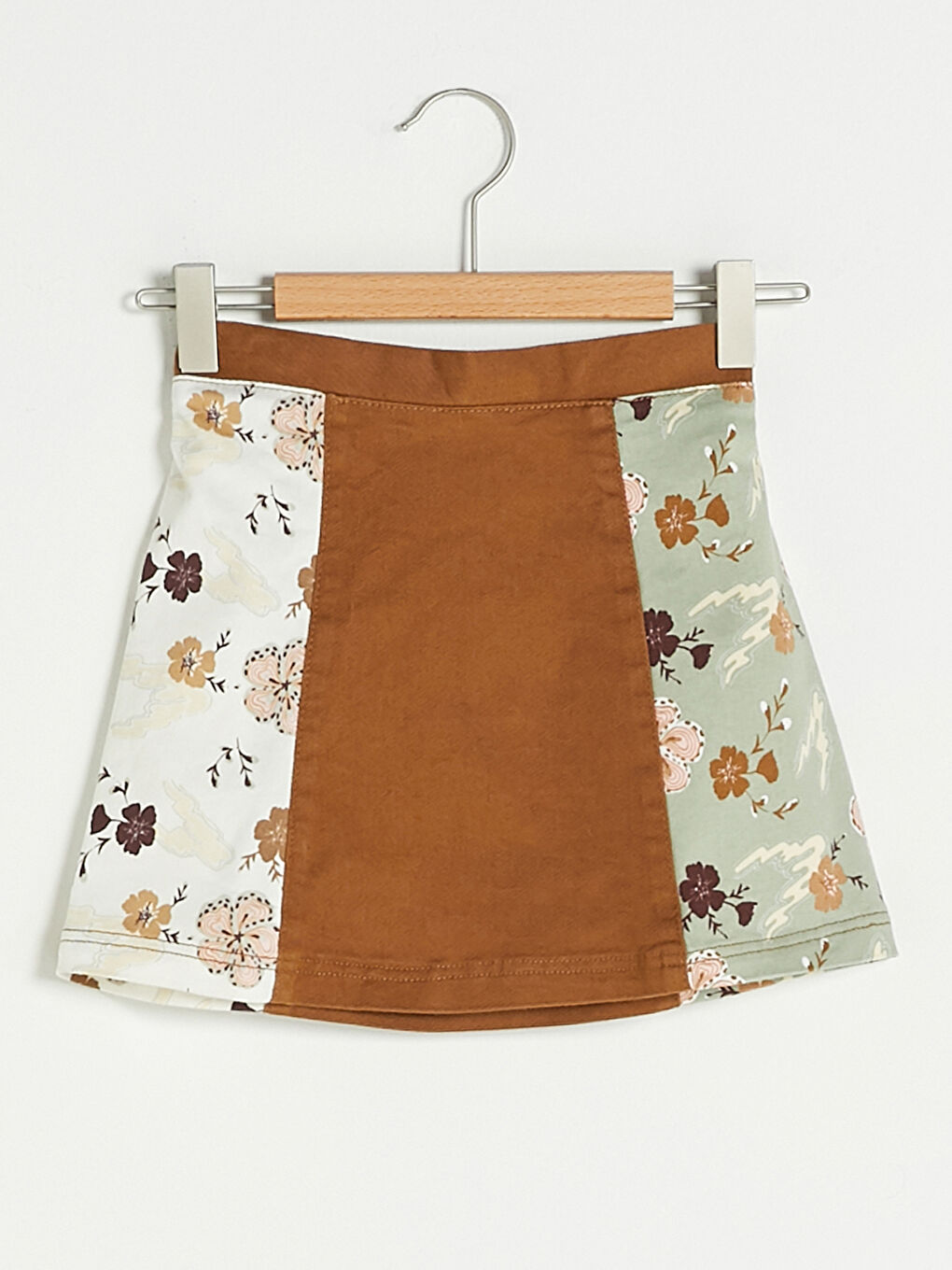 Jupe Fille en Gabardine à Motif Floral avec Taille Élastique-1