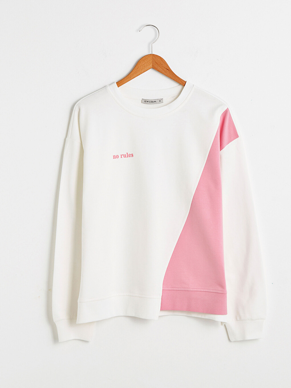 Slogan Printed Color Block Crew Neck Sweatshirt-5