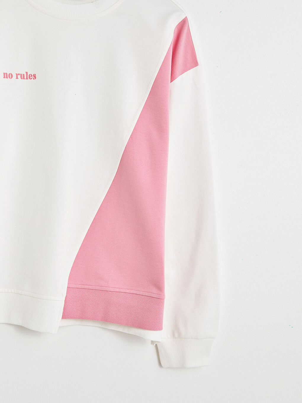 Slogan Printed Color Block Crew Neck Sweatshirt-7