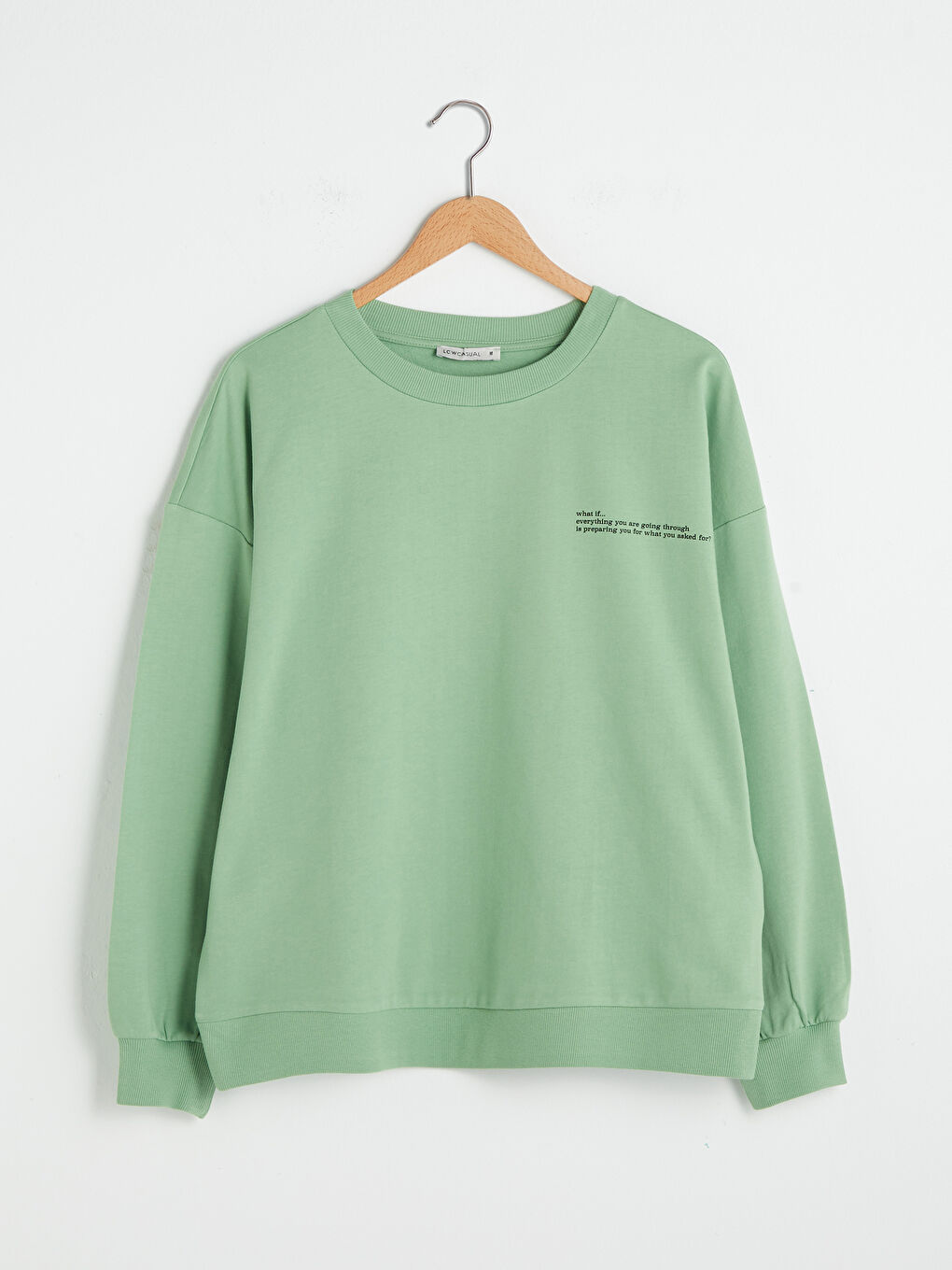 Sweat-shirt à manches longues imprimé avec slogan et col rond pour Femmes-6