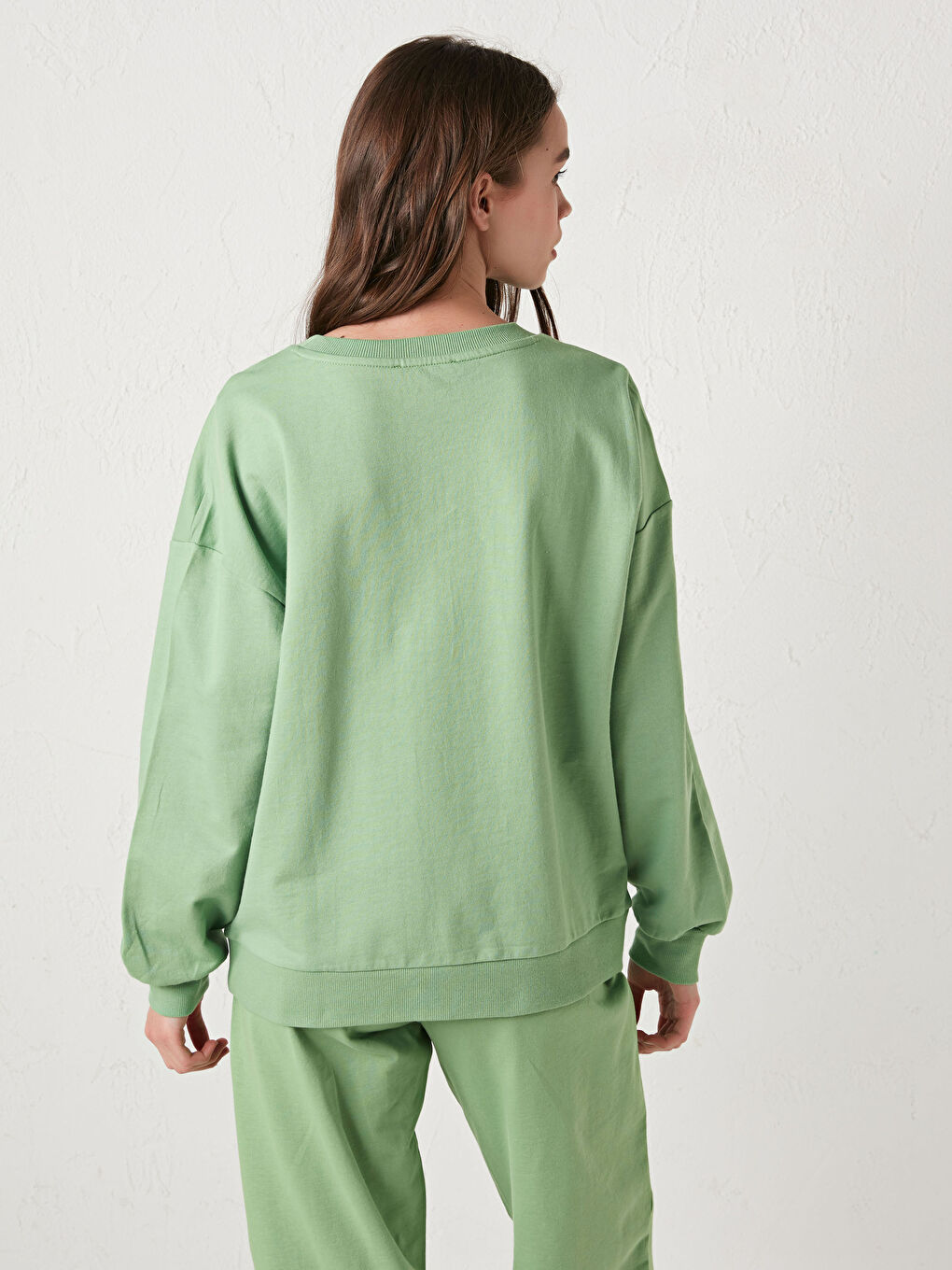 Sweat-shirt à manches longues imprimé avec slogan et col rond pour Femmes-5