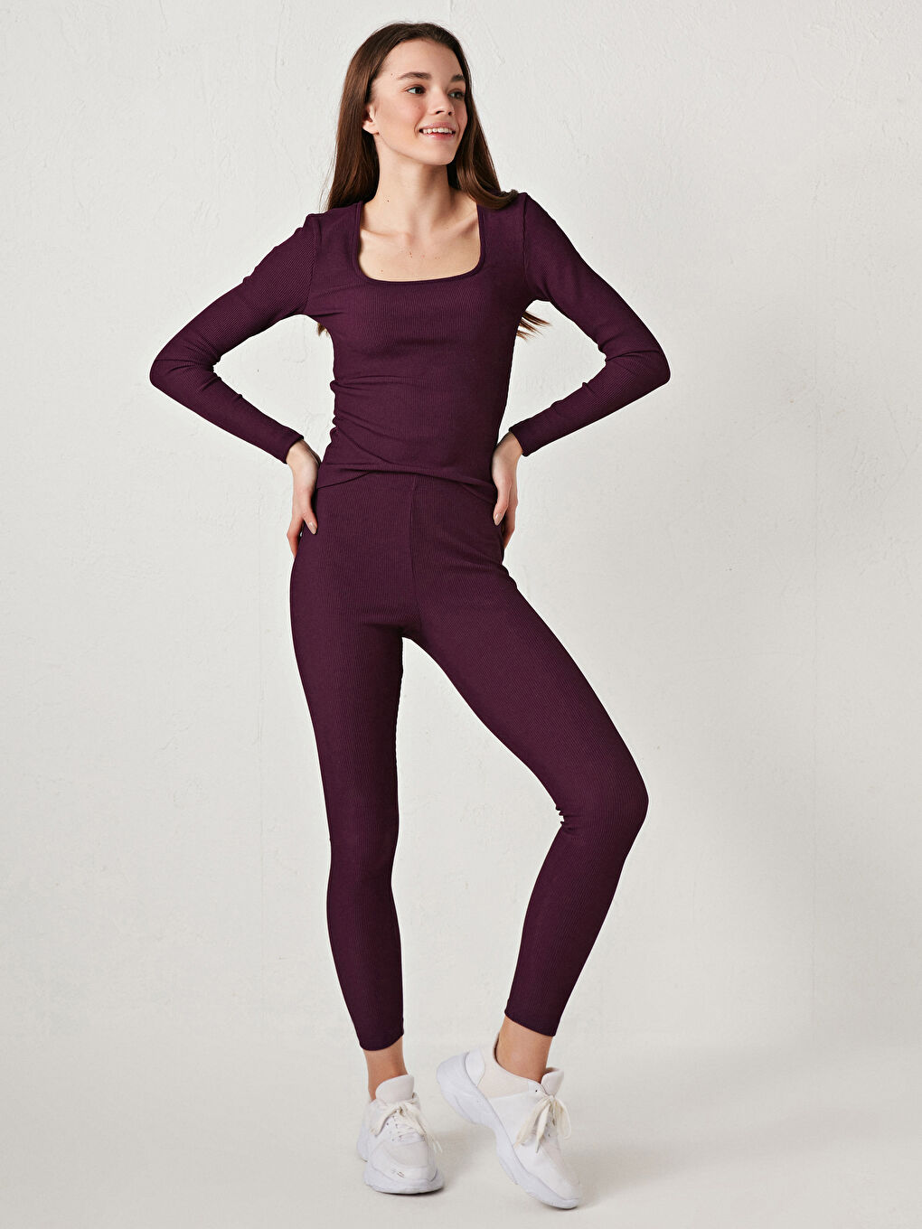 Collants C&#244;tel&#233;s Unis &#224; Taille &#201;lastique Pour Femmes