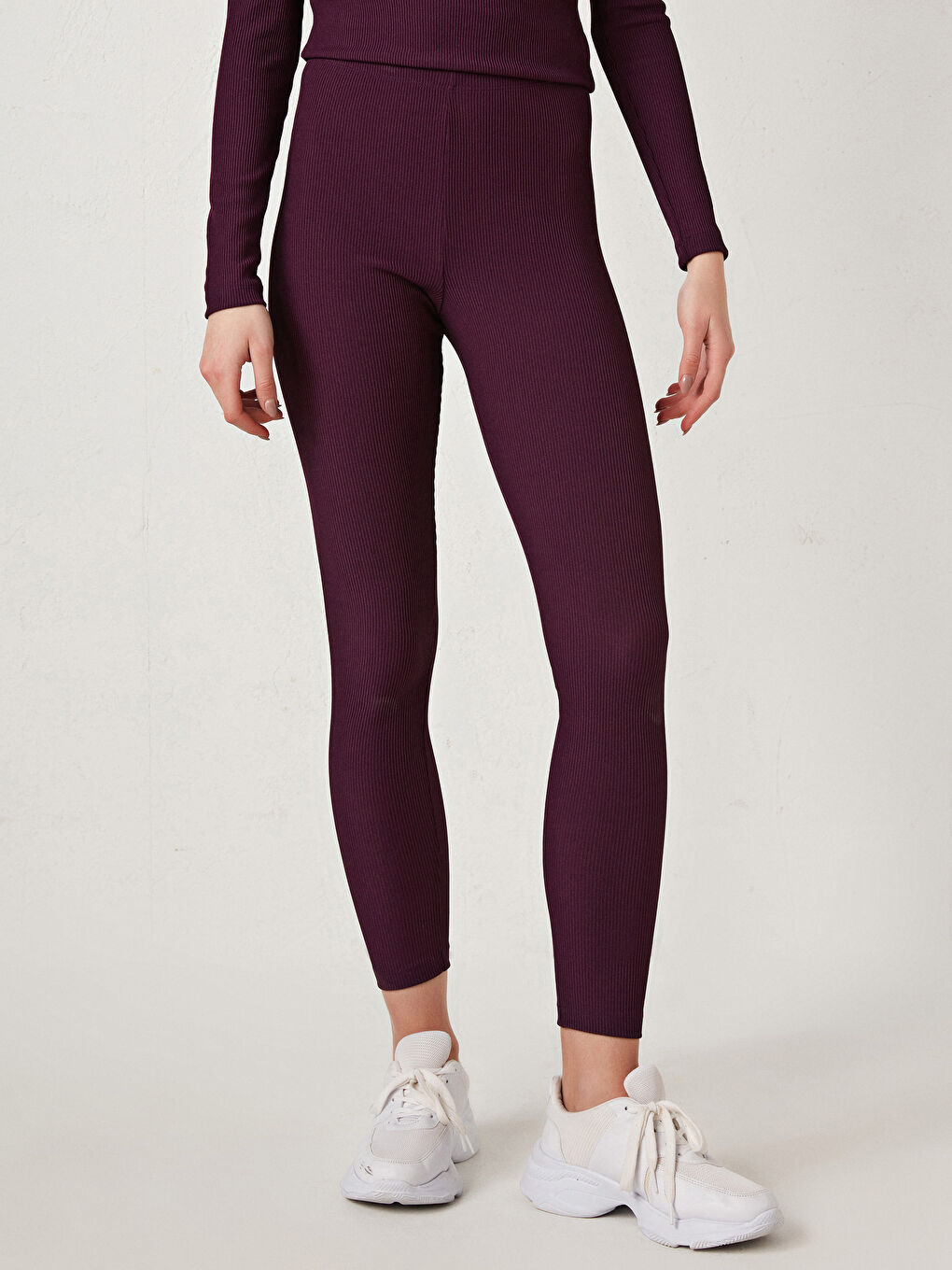 Collants C&#244;tel&#233;s Unis &#224; Taille &#201;lastique Pour Femmes-3