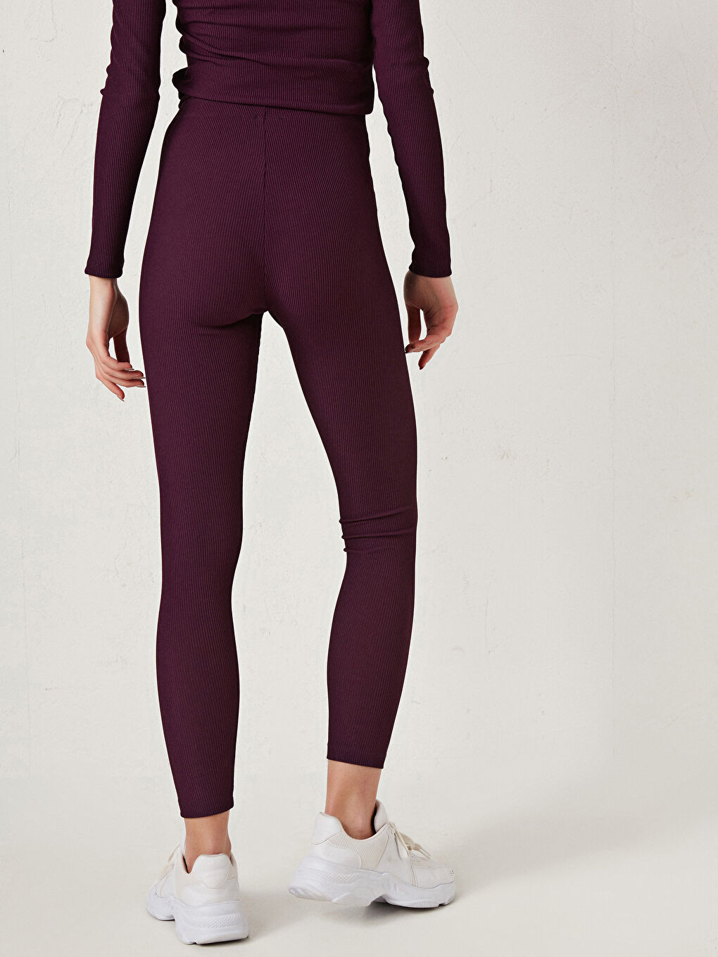 Collants C&#244;tel&#233;s Unis &#224; Taille &#201;lastique Pour Femmes-4