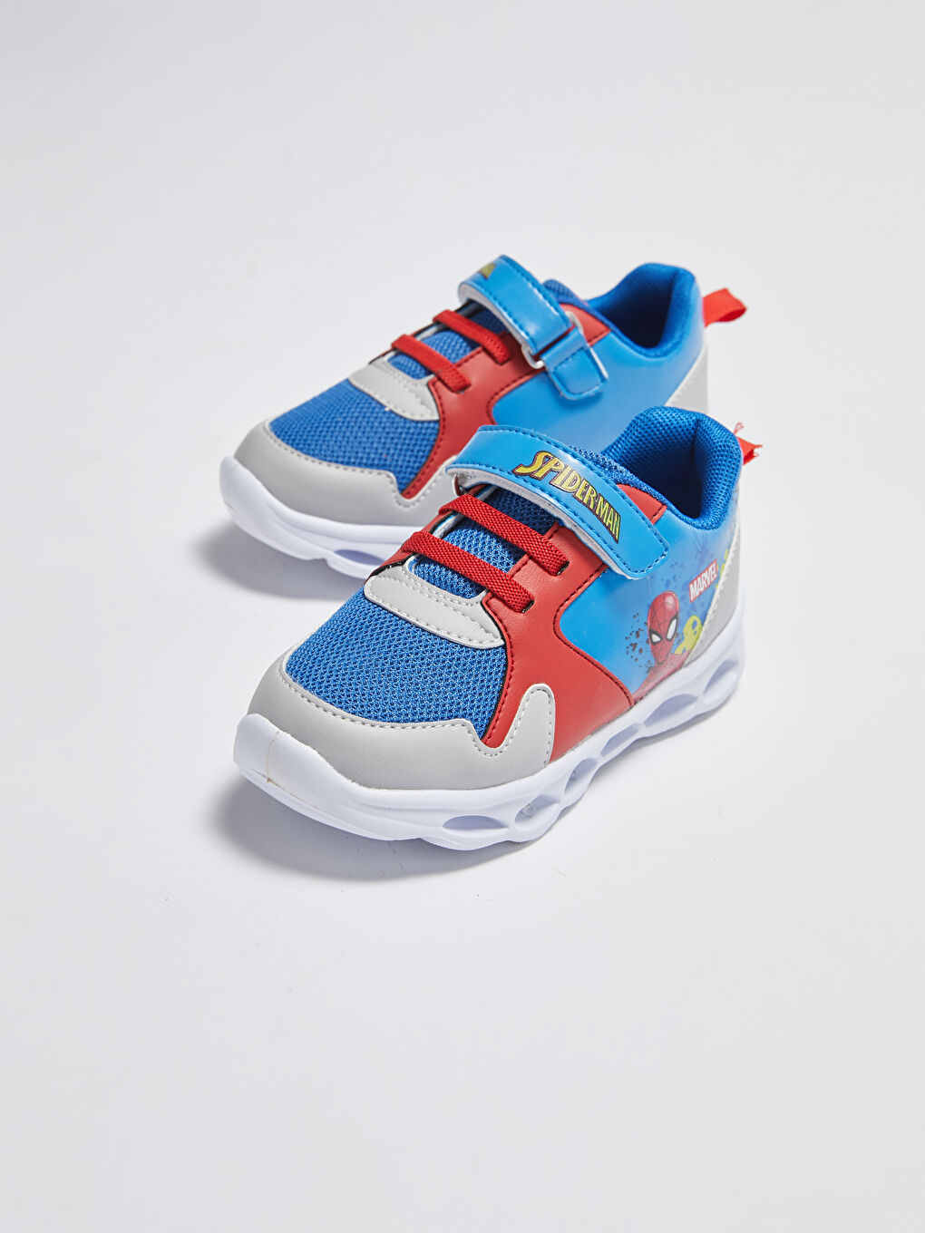 Mavi Spiderman Lisanslı Cırt Cırtlı Işıklı Erkek Çocuk Spor Ayakkabı-3