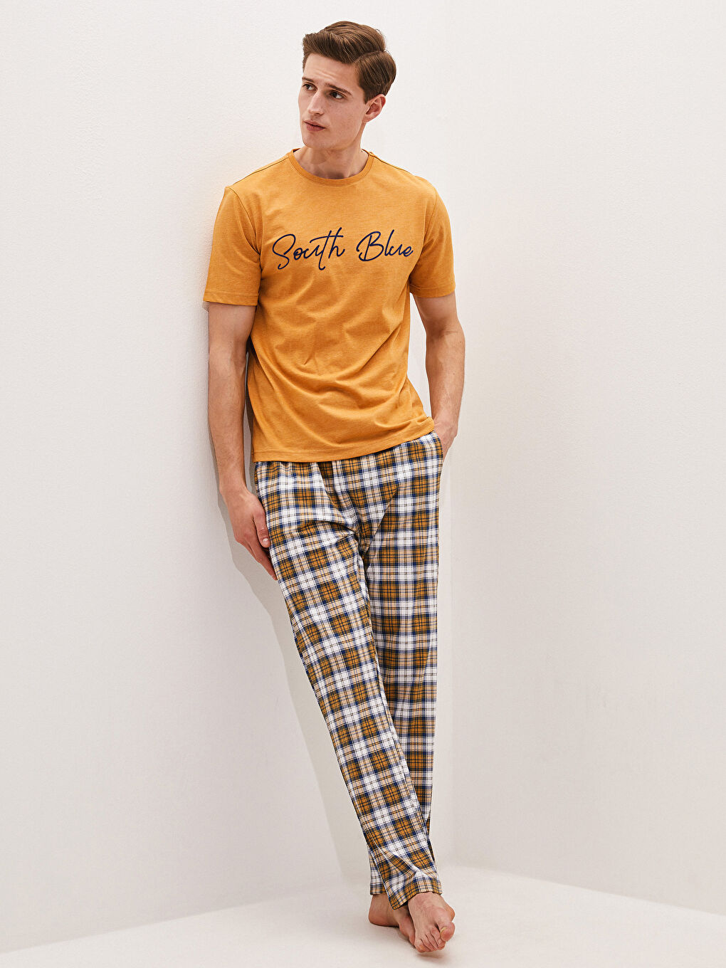 Sarı Standart Kalıp Erkek Pijama Takımı-2