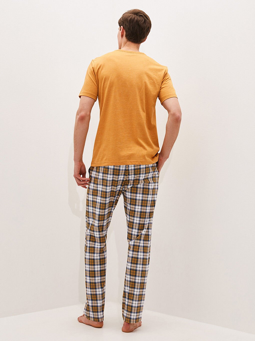 Sarı Standart Kalıp Erkek Pijama Takımı-3