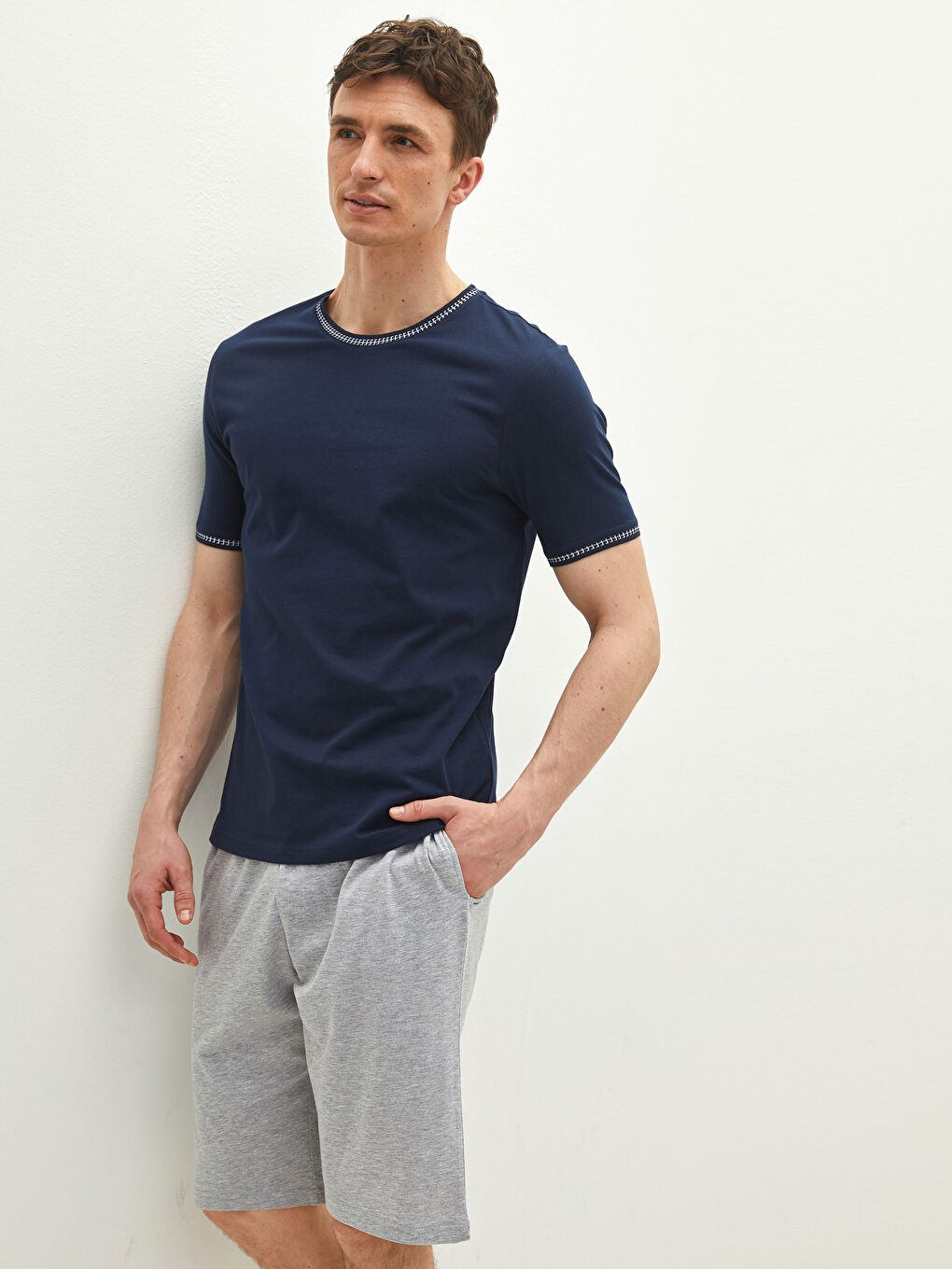 Lacivert Standart Kalıp Erkek Şortlu Pijama Takımı-2