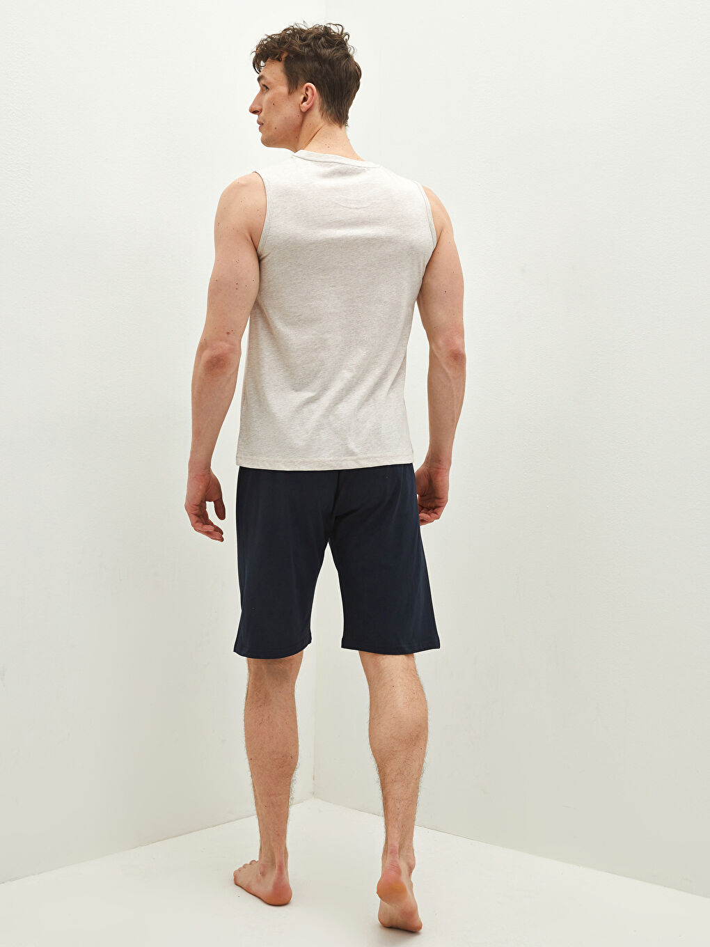 طقم بيجامة قصير عادي للرجال-3