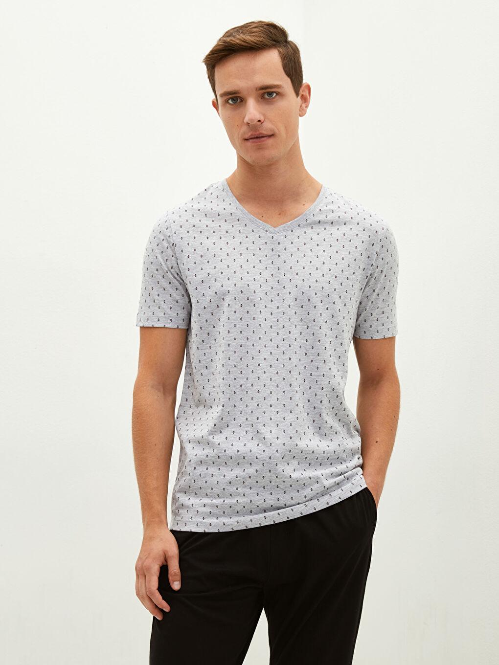 Gri Standart Kalıp Erkek Pijama Takımı-1