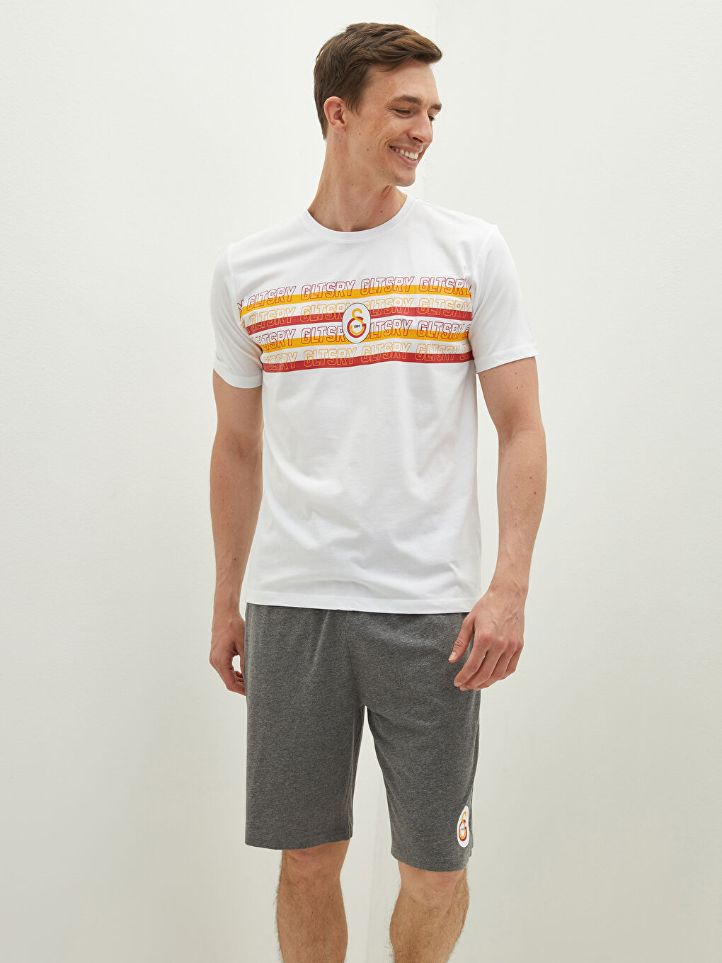 Antrasit Standart Kalıp Erkek Şortlu Pijama Takımı-2