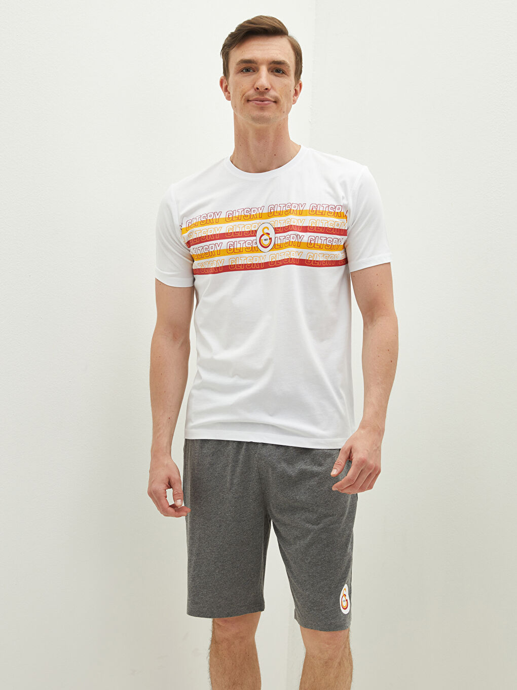 Antrasit Standart Kalıp Erkek Şortlu Pijama Takımı-3