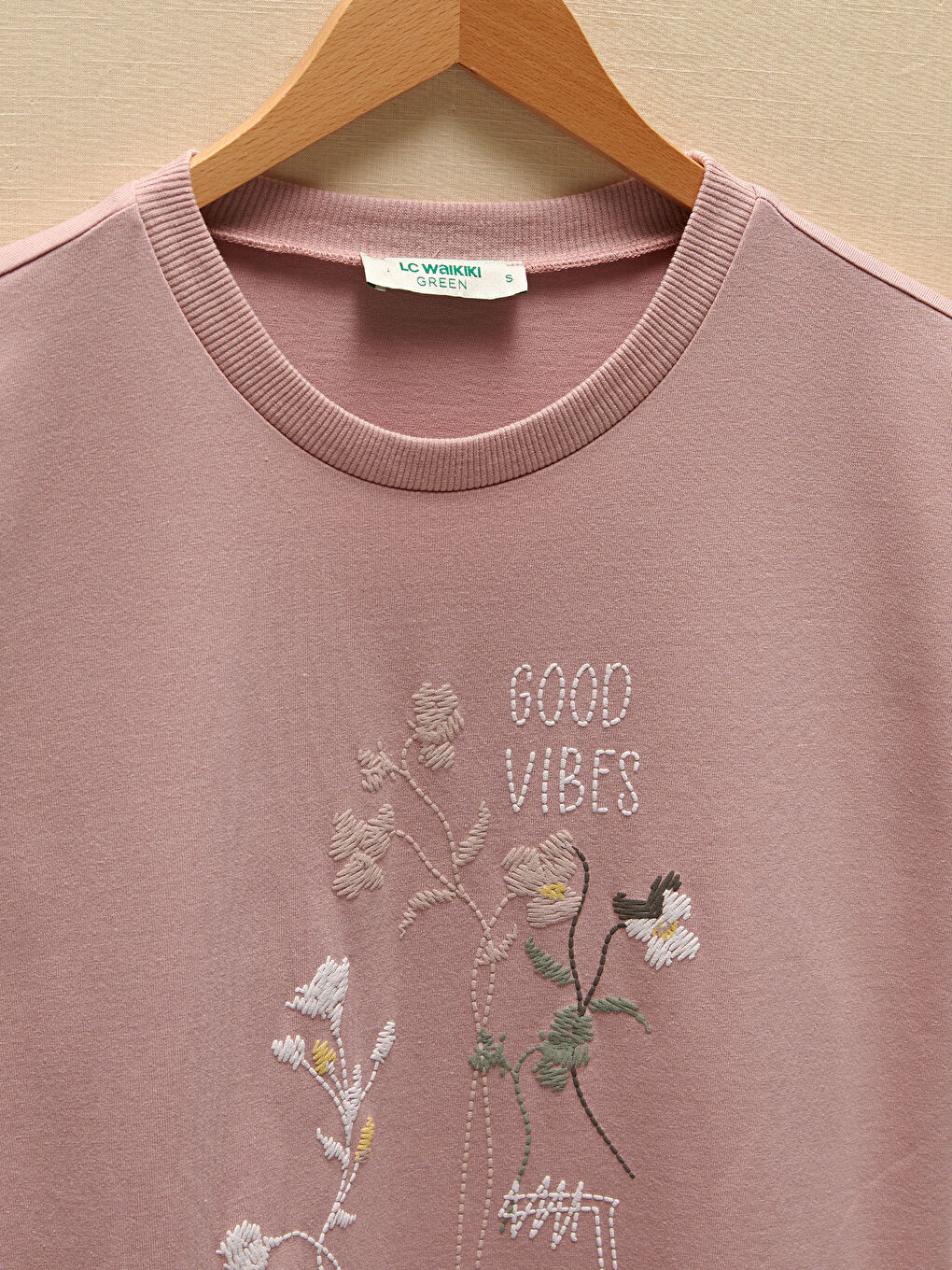 Pembe Bisiklet Yaka Baskılı Uzun Kollu Kadın Tunik-6