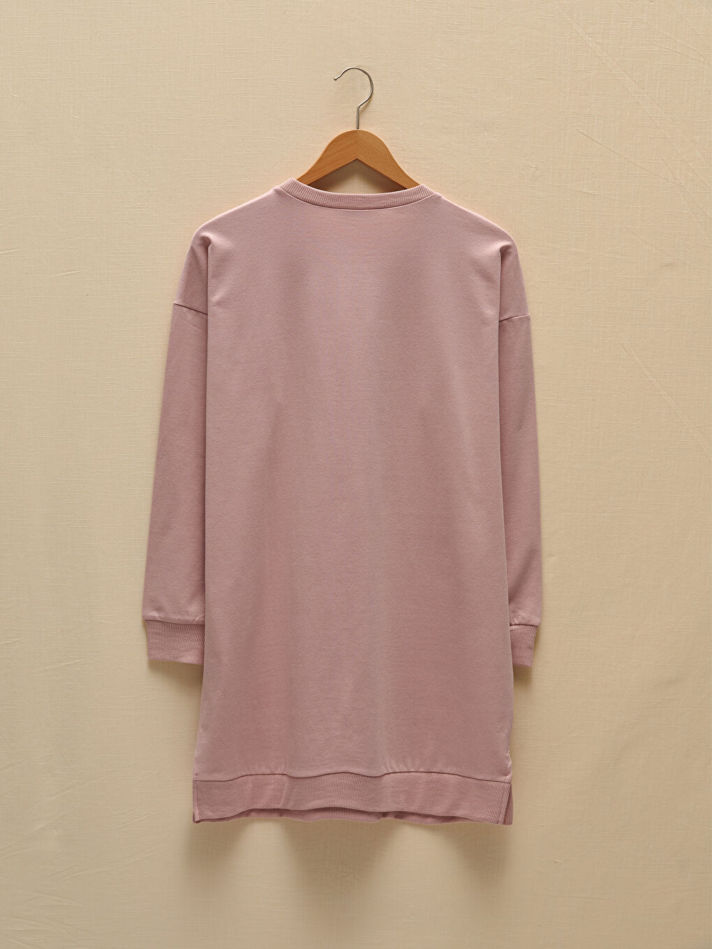 Pembe Bisiklet Yaka Baskılı Uzun Kollu Kadın Tunik-7