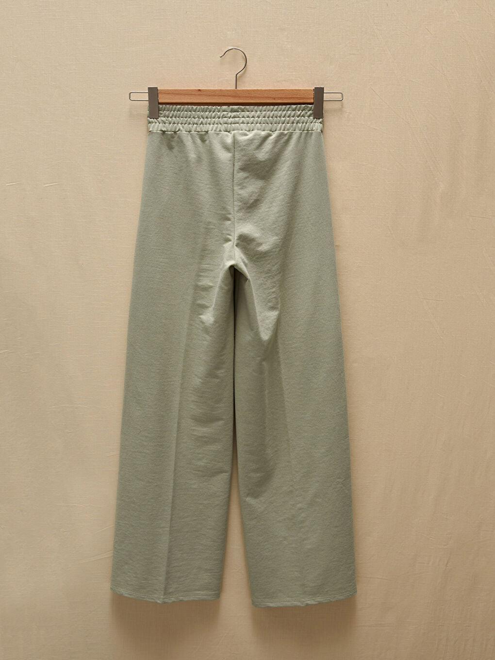 Yeşil Beli Lastikli Düz Bol Paça Kadın Eşofman Alt-6