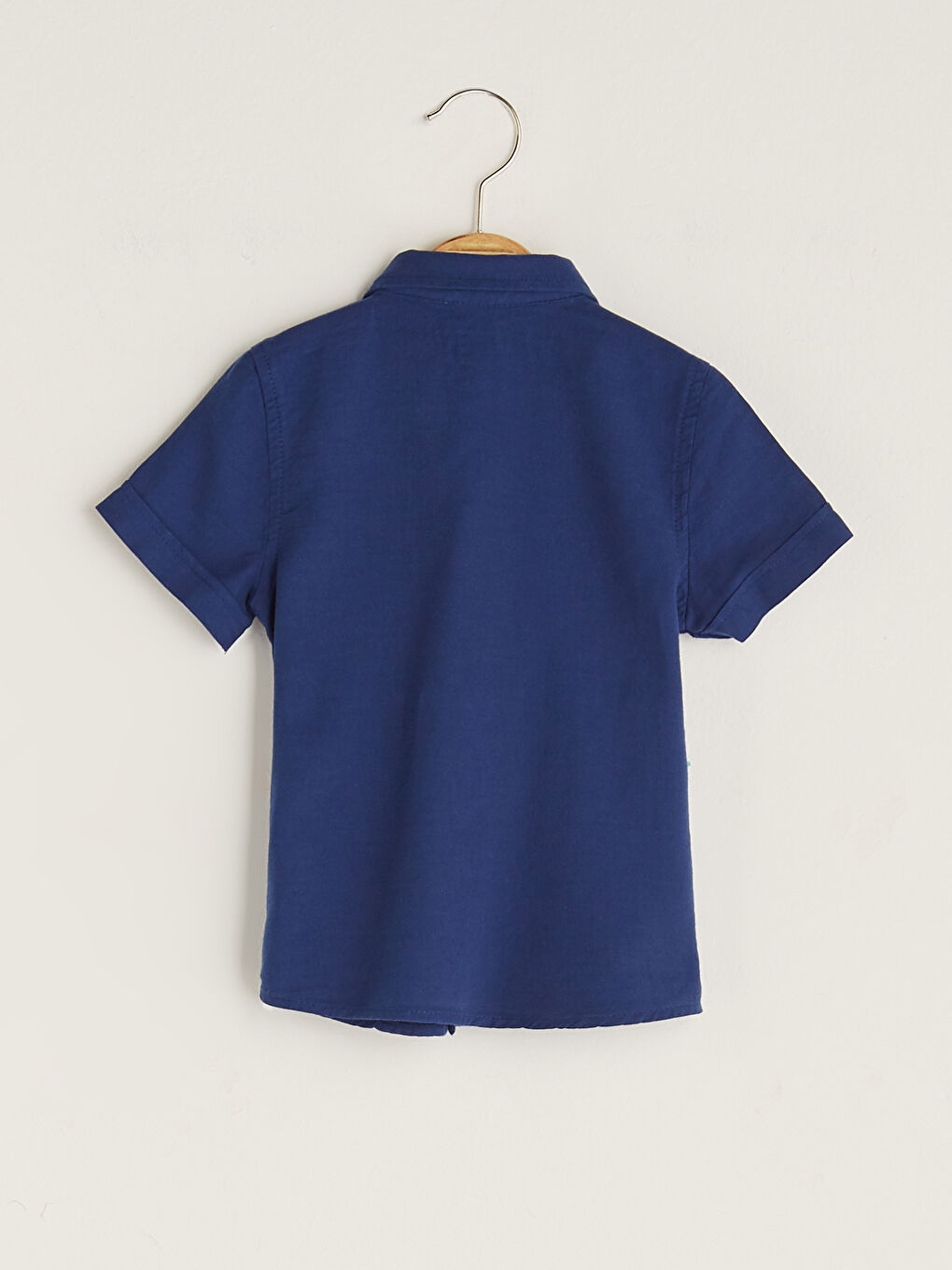 Lacivert Kısa Kollu Baskılı Pamuklu Erkek Bebek Gömlek-4