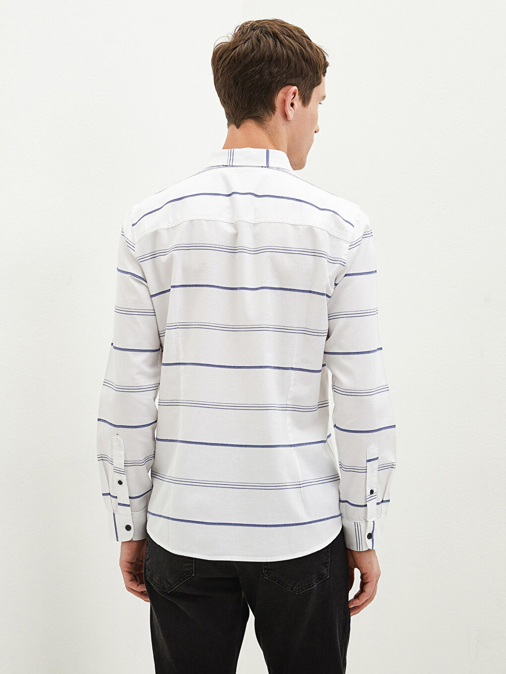 Slim Fit Long Sleeve Striped Men's Shirt -S1FU70Z8-LJX