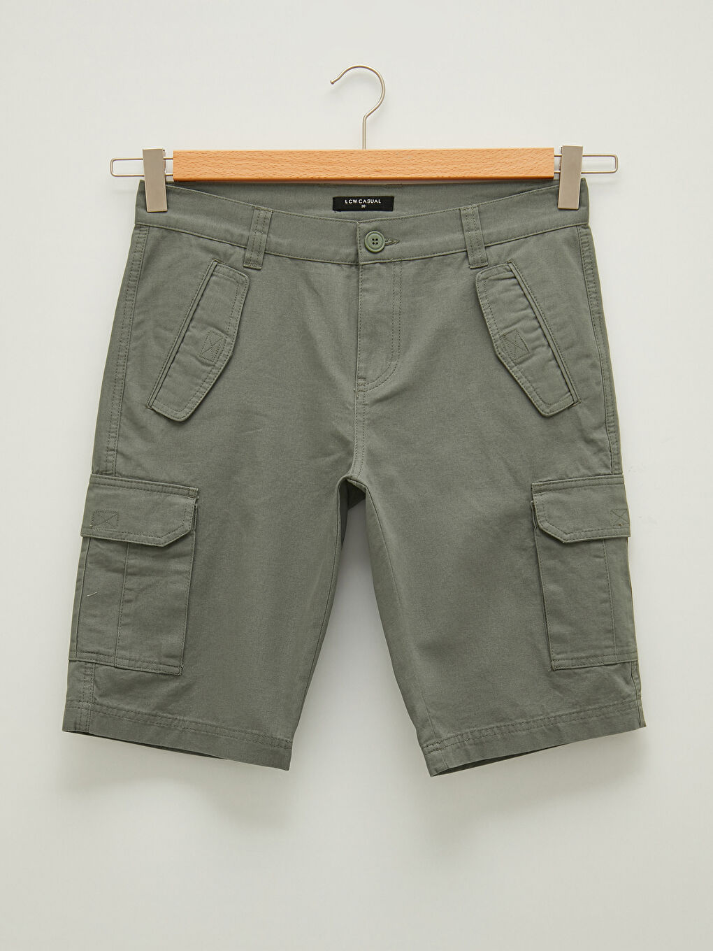 Yeşil Standart Kalıp Erkek Bermuda Şort-5