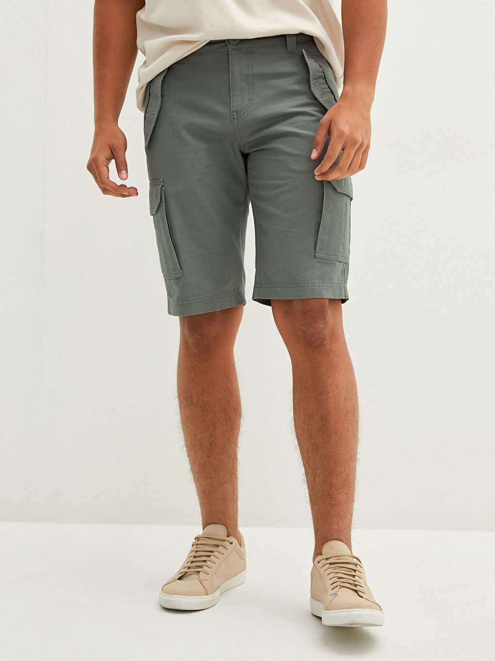 Yeşil Standart Kalıp Erkek Bermuda Şort-2