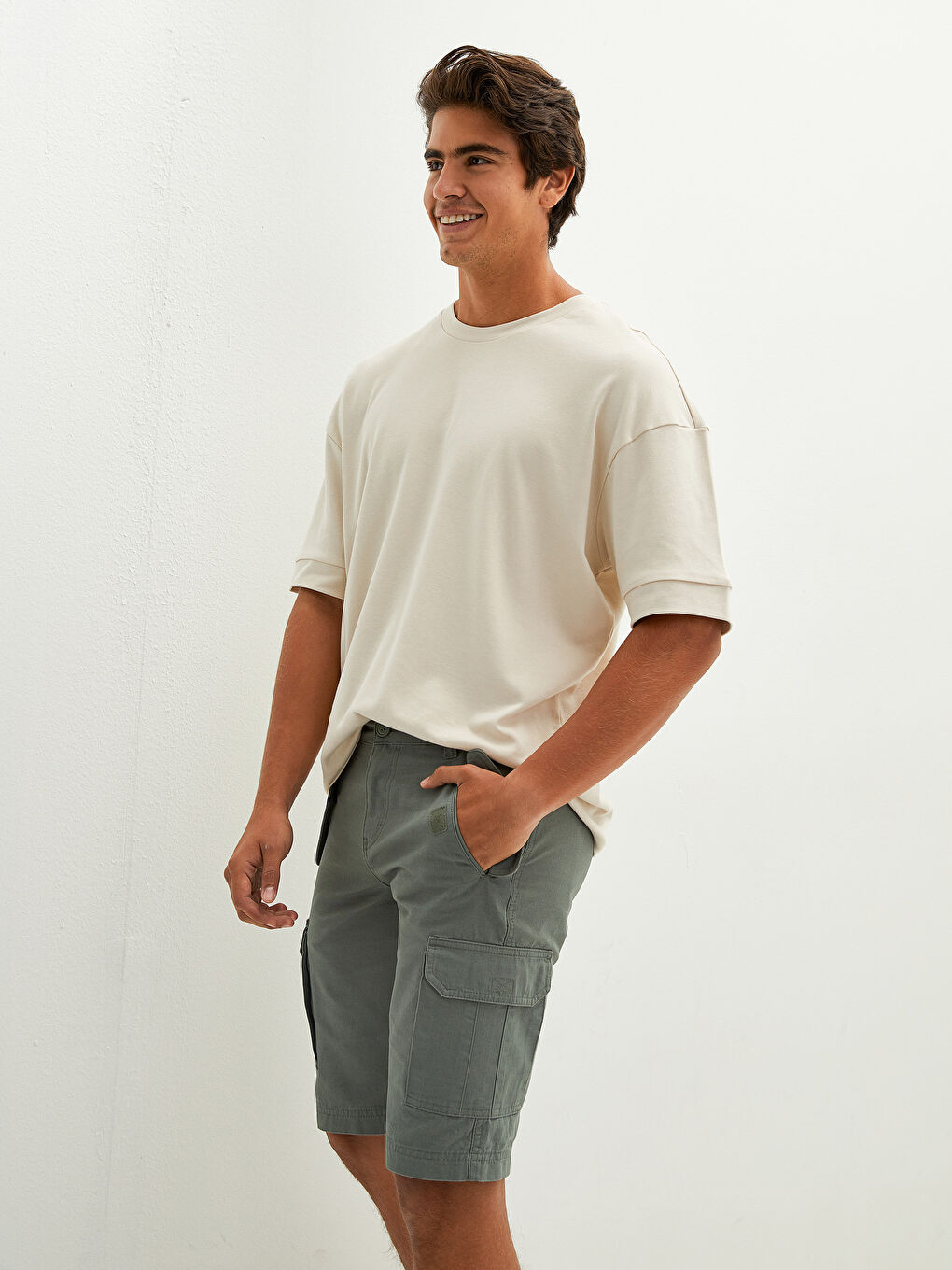 Yeşil Standart Kalıp Erkek Bermuda Şort-4