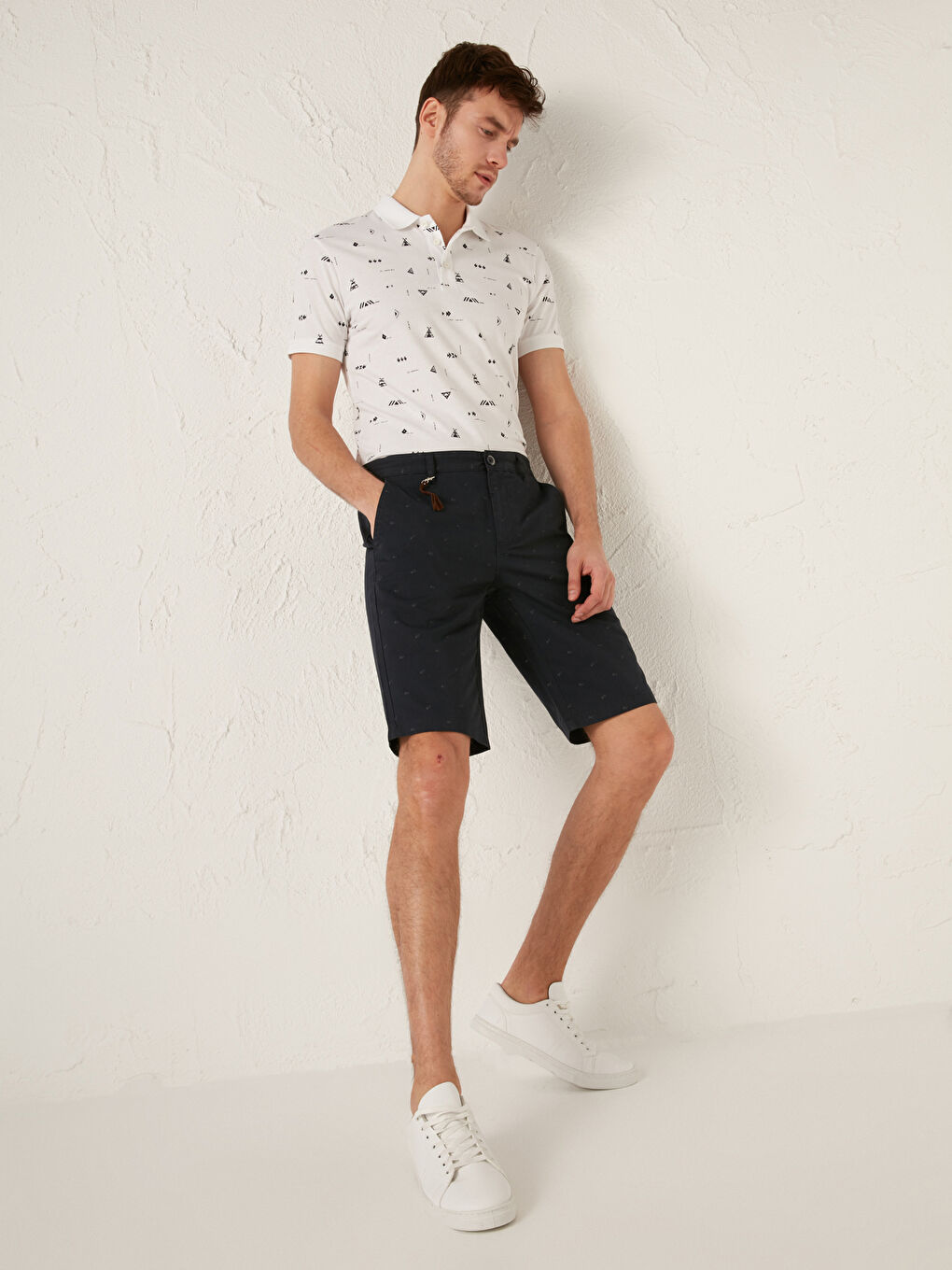 Slim Fit Gabardine Men's Shorts-1