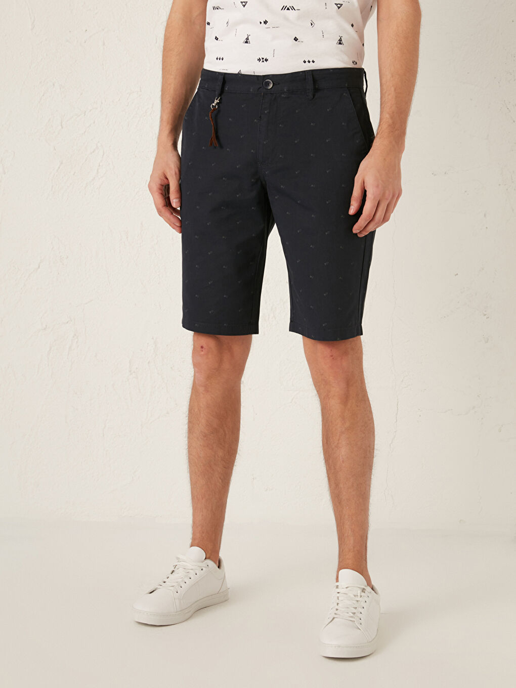 Slim Fit Gabardine Men's Shorts-2