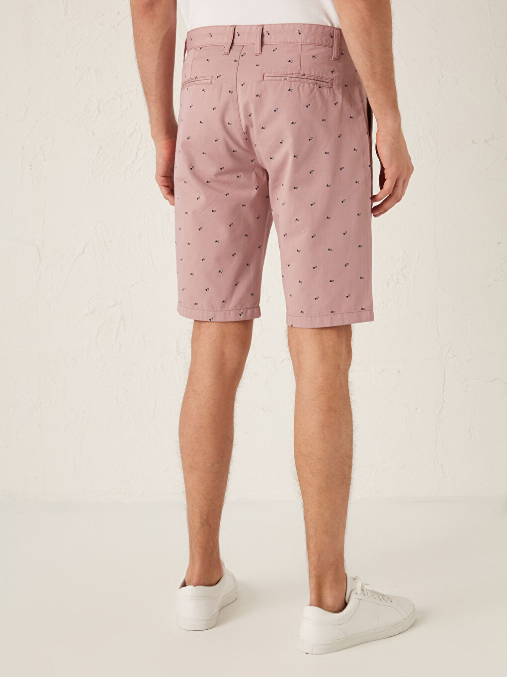 Pembe Slim Fit Gabardin Erkek Şort-4