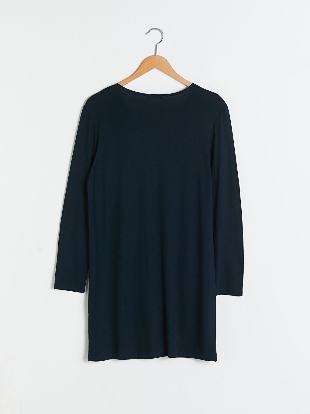 Lacivert V Yaka Düz Uzun Kollu Viskon Kadın Hırka-6