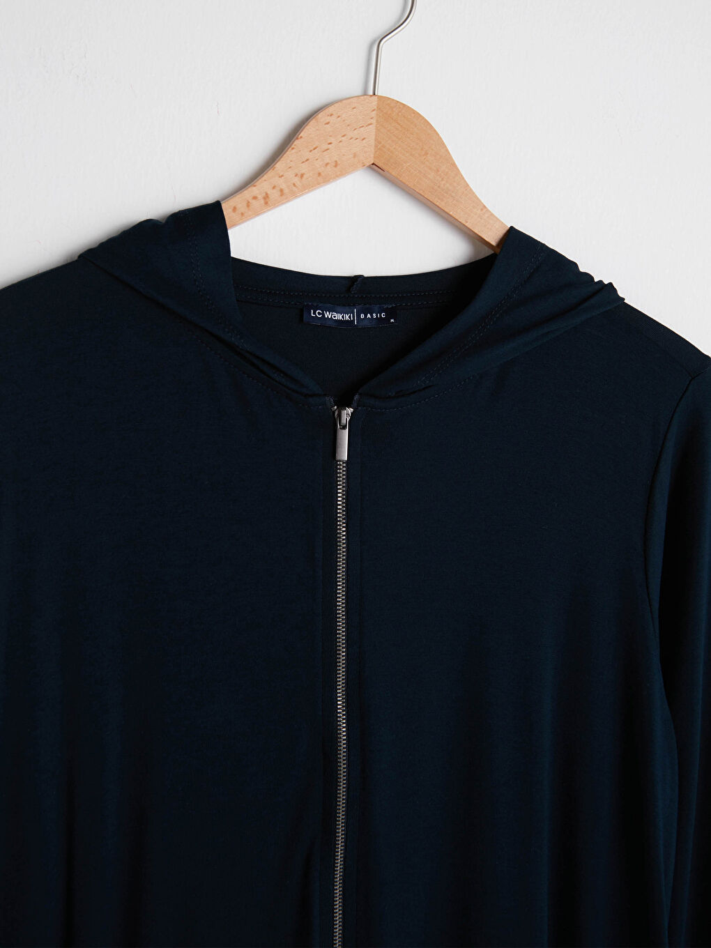 Lacivert Kapüşon Yaka Düz Uzun Kollu Viskon Kadın Hırka-8