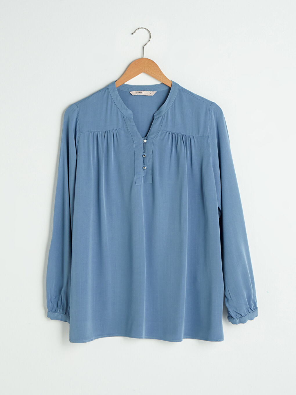 Button Detailed Long Sleeve Viscose Women Blouse-5