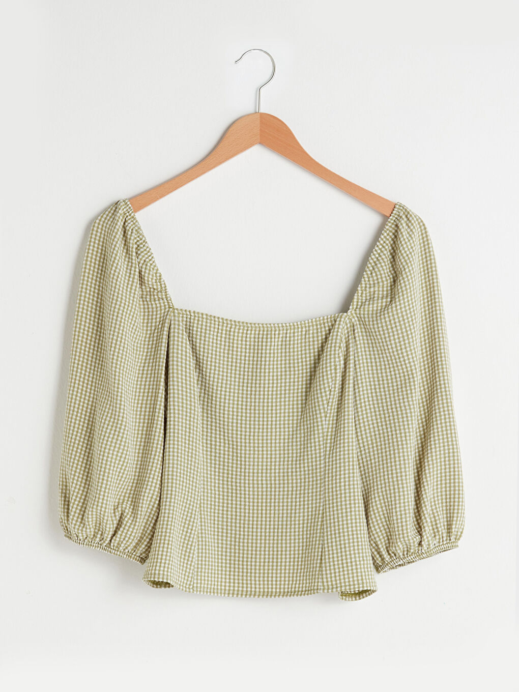 XSIDE Square Neck Plaid Balloon Sleeve Women's Blouse -S1FY15Z8-QT5